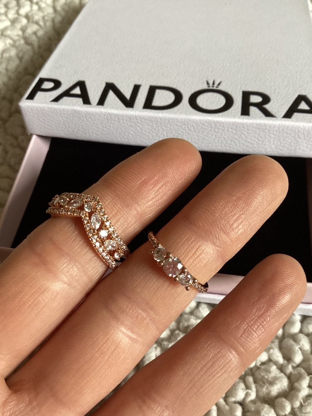 Pandora rose gold rings - brand new